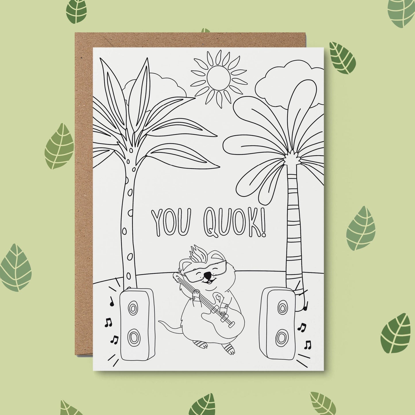 Colouring Greeting Card- Quokka, Australian Souvenir gift