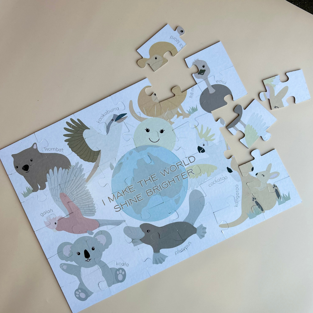 DAMAGED packaging Australian Animals Affirmations Puzzle - Double Sided