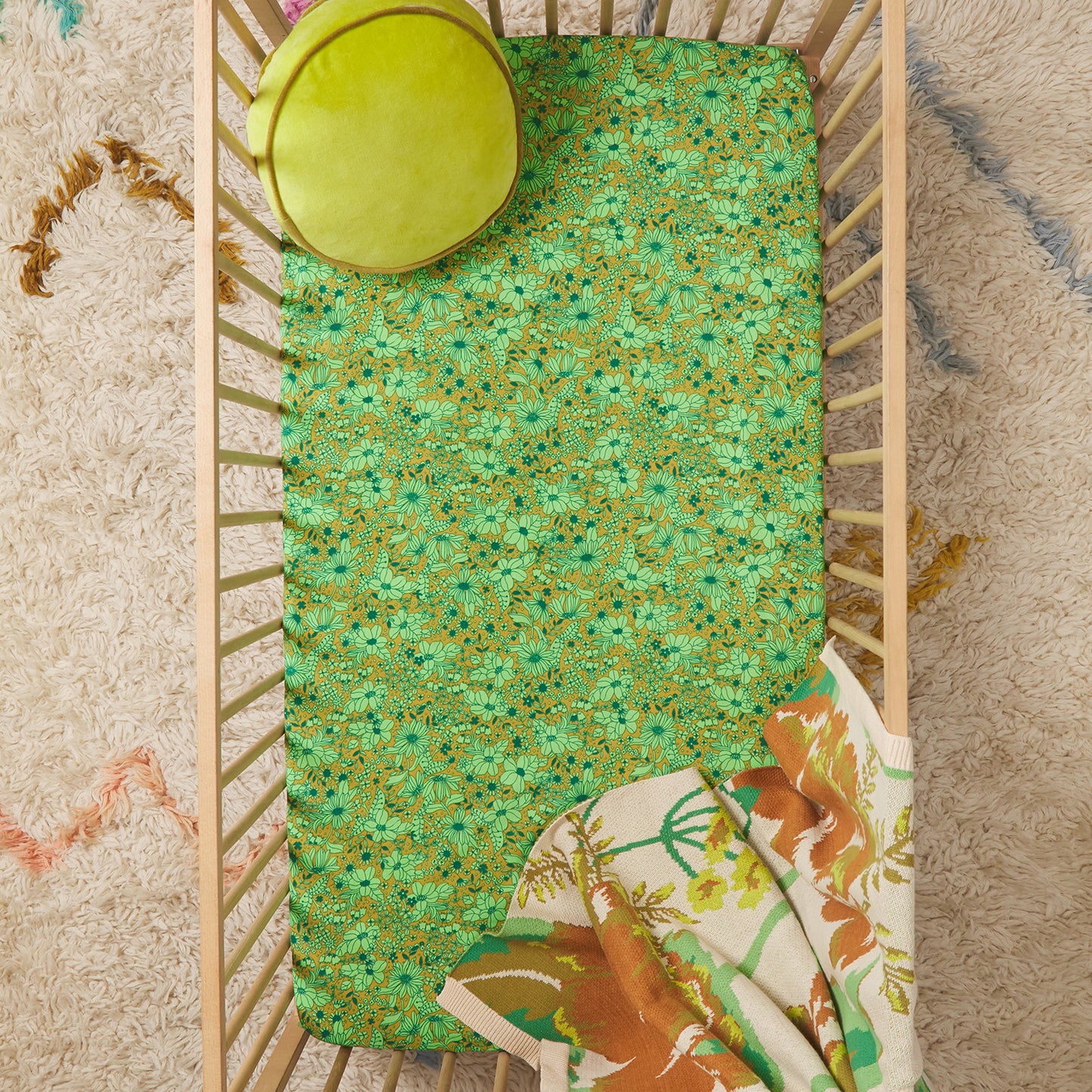 Evette | Cotton Cot Sheet | Olive