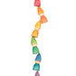 Wooden rainbow tomtens.  6 wooden carved people with cone shaped hats they are in a curved line on top of each other
